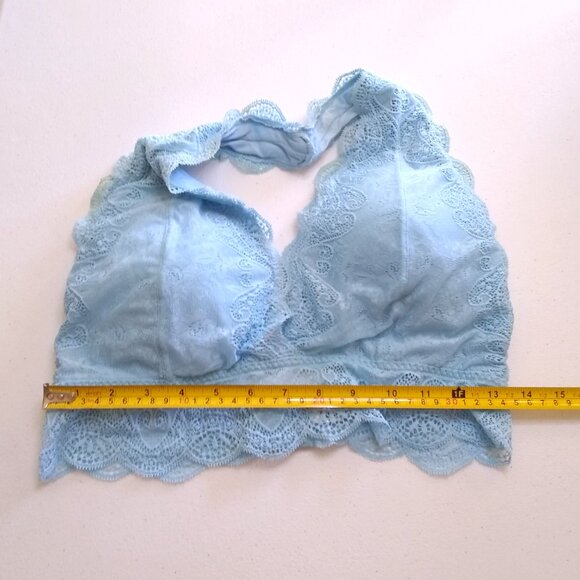 1X Pale Blue Halter Neck Lace Bra + Matched Earrings! Sexy Seductive & Alluring! - Picture 8 of 14